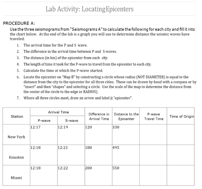 Locating an earthquake lab answer key