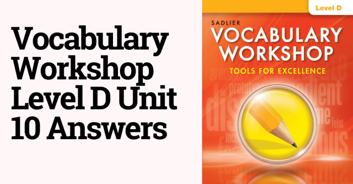 Vocabulary workshop level d unit 10 answers