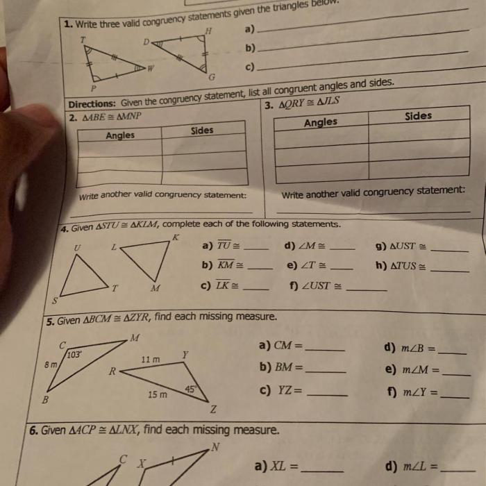 Unit 4 test study guide congruent triangles answer key